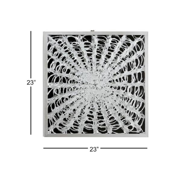 Large Square Modern Black and White Abstract Shadow Box Wall Art