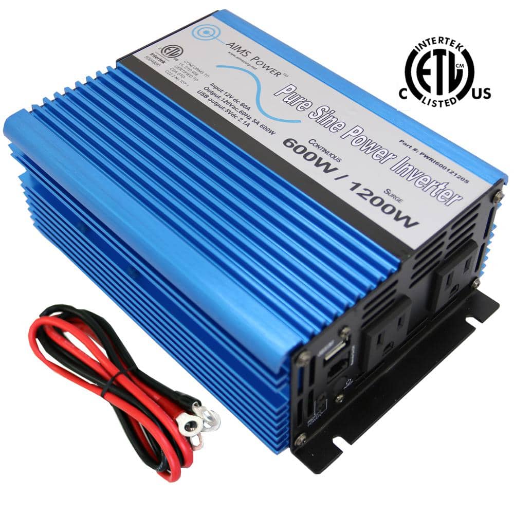 POWER Sine Inverter 12-Volt DC to 120-Volt AC ETL Listed to UL 458 PWRI60012120S - The Home Depot