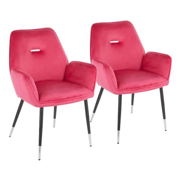 Lumisource Wendy Glam Hot Pink Velvet, Glam Velvet Dining Chairs