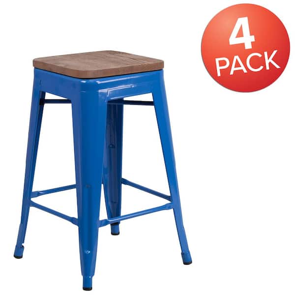 Carnegy Avenue 24 in. Blue Bar Stool (4-Pack)