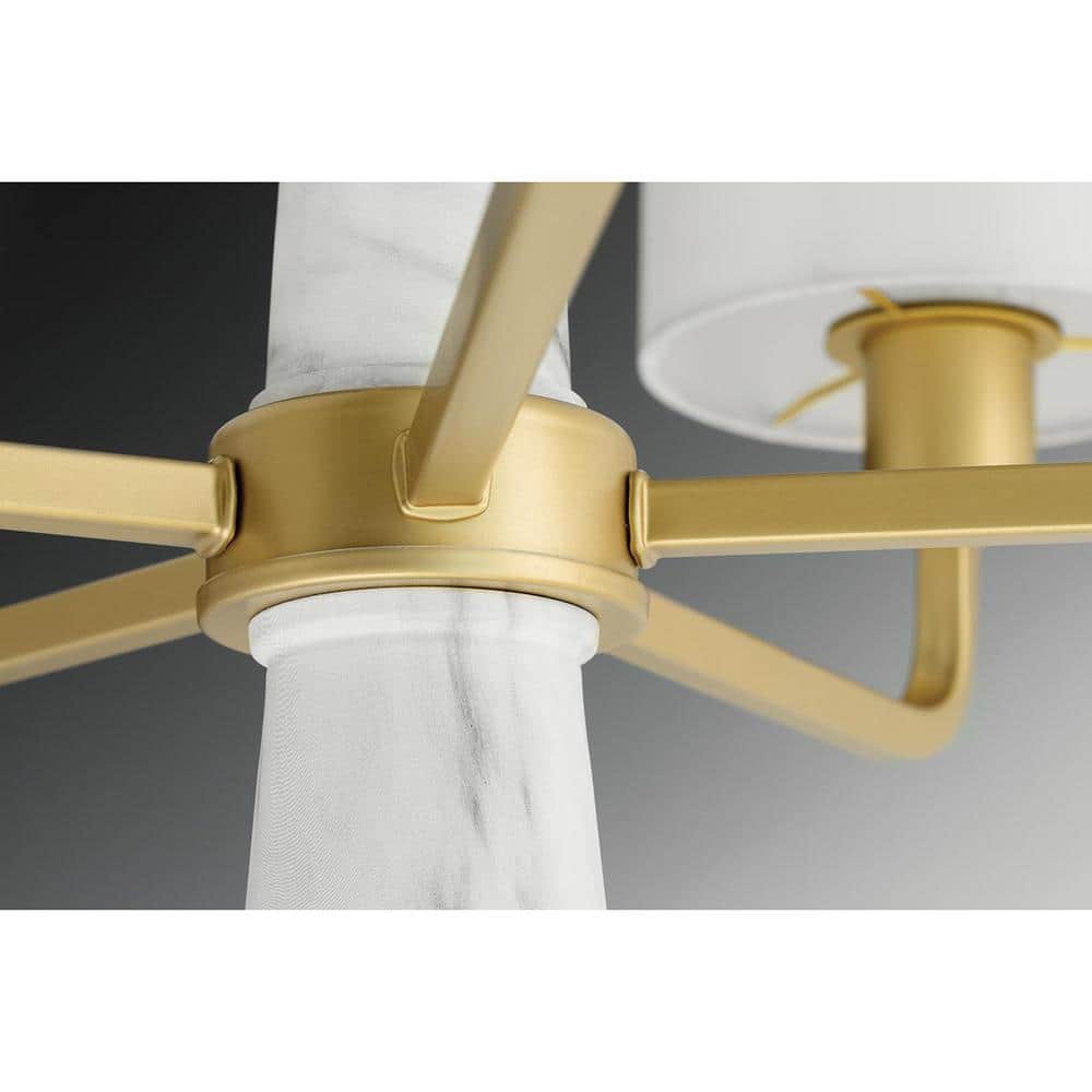 Palacio Vintage Gold Chandelier with White Silk Shades