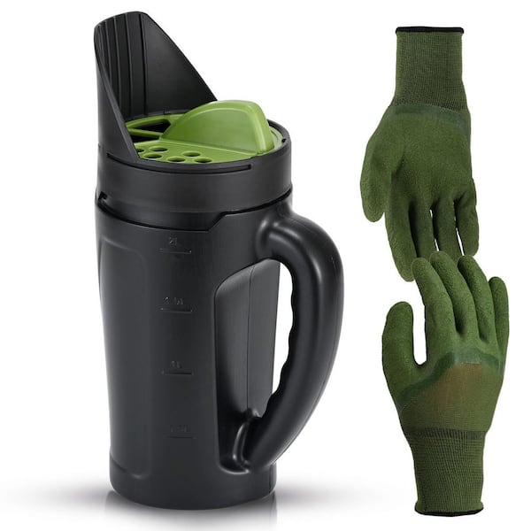 8 oz. Hand Seed Spreader with Multiple Adjustable Opening Sizes for Fertilizer Grass Seed Salt Ice Melt, Black