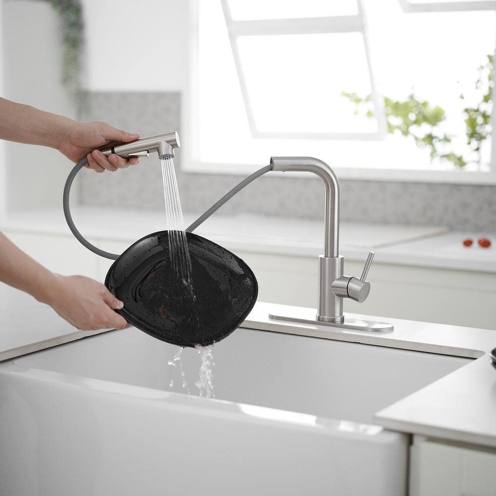Brushed Nickel Single Handle Pull-Out Kitchen Faucet