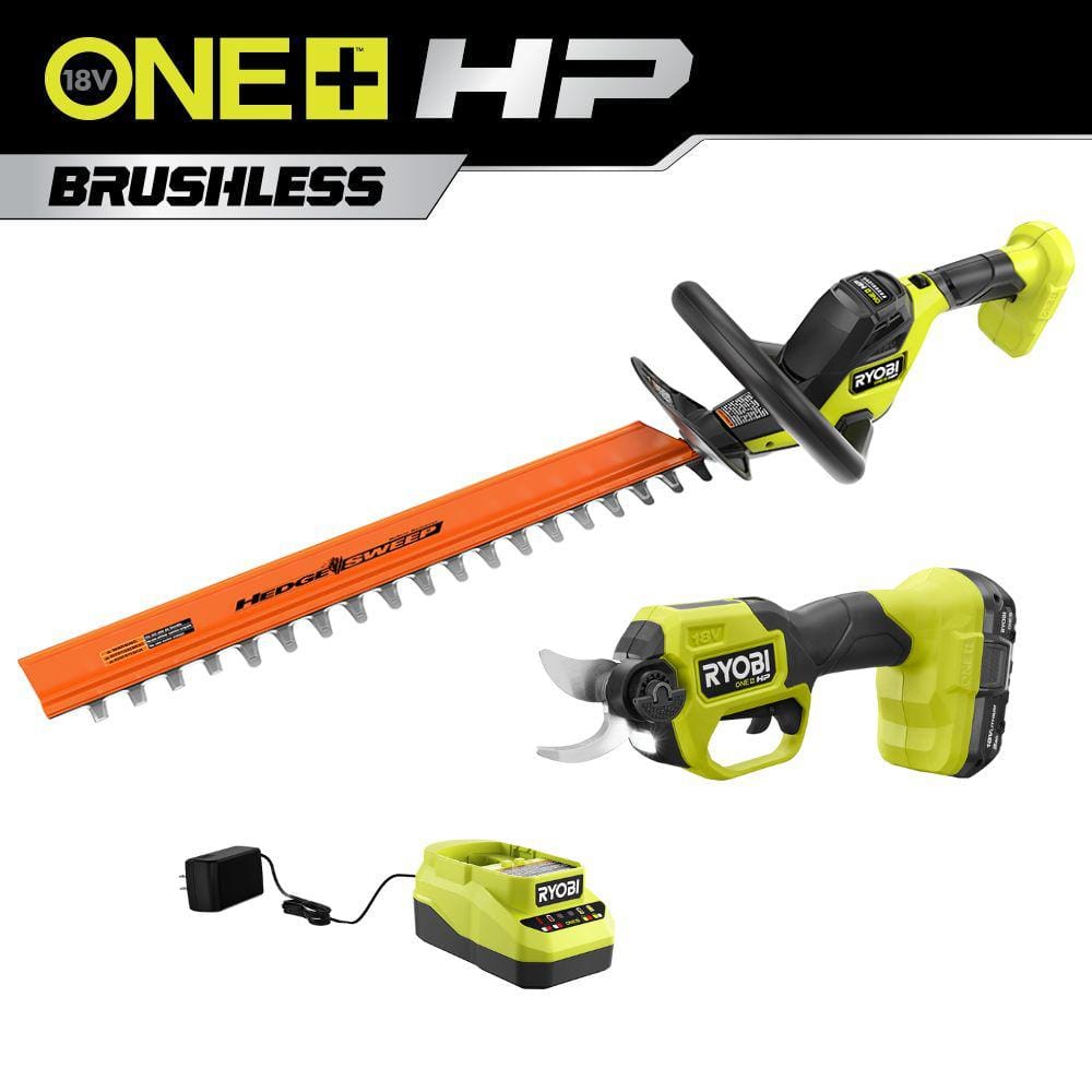 ONE+ HP 18V Brushless Cordless Pruner & ONE+ HP 18V Brushless 22 in. Battery Hedge Trimmer with 2.0 Ah Battery & Charger price history on PriceWatchPro