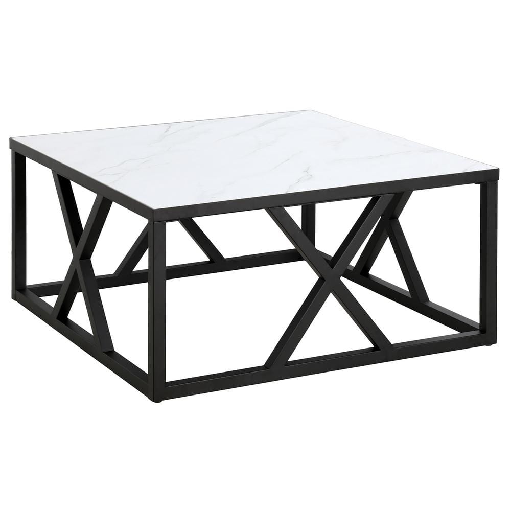 Jedrek 35'' Square Blackened Bronze Faux Marble Coffee Table