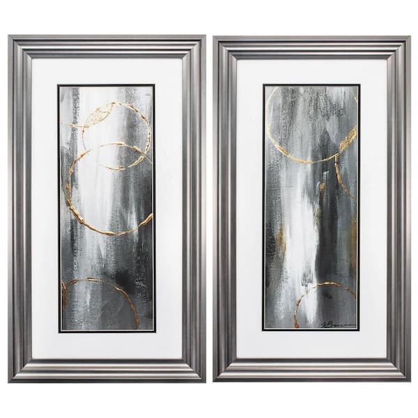 Victoria Glass Gunmetal Gray Wall Architectural Decor (Set of 2)