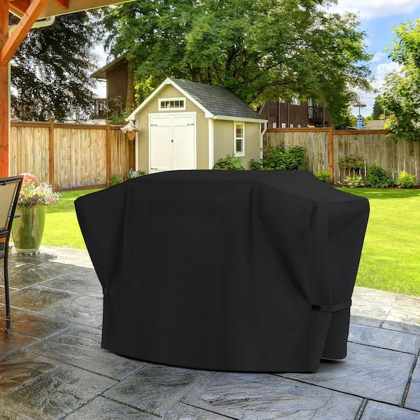 60 in. L Waterproof BBQ Black Cover with Double Straps
