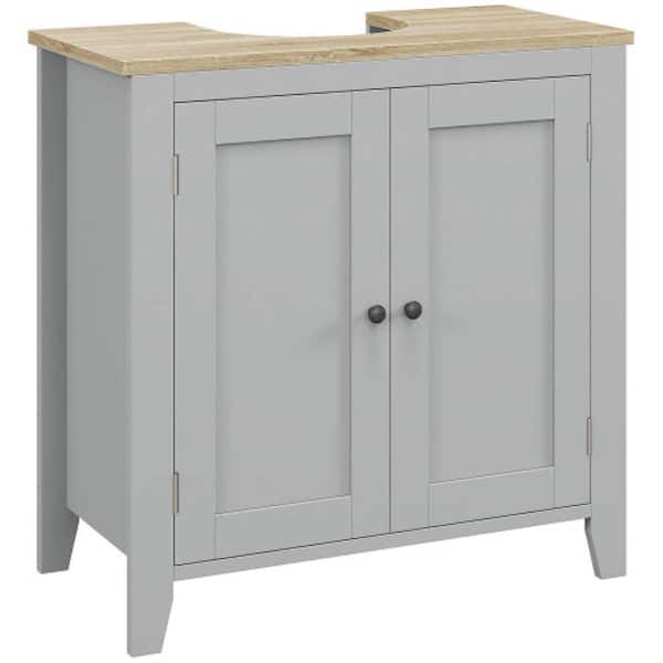 Aoibox 23.50 in. Under Bathroom Sink Cabinet with U-Shape and Adjustable Internal Shelf in Gray