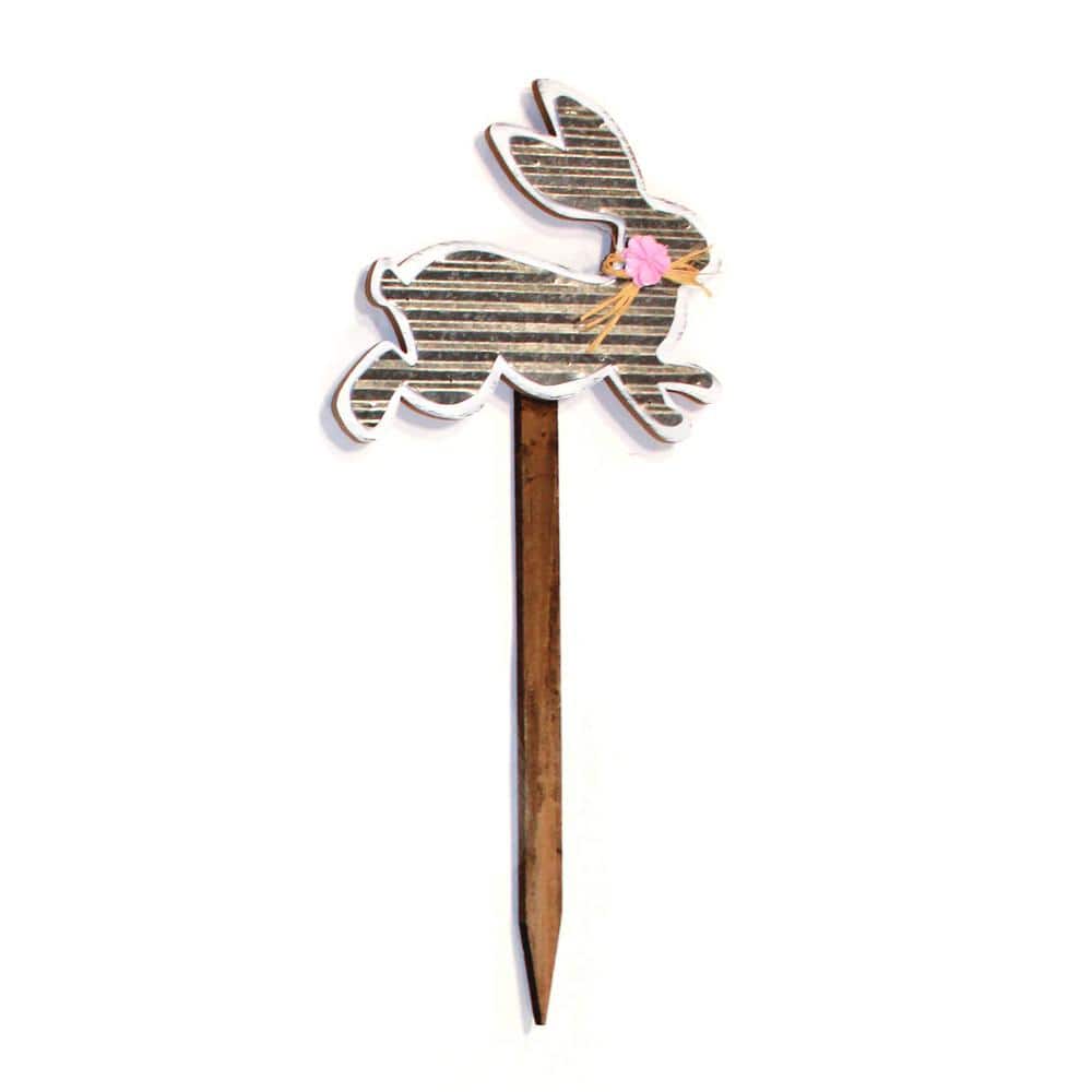 27 in. Wood and Metal Easter Bunny Garden Stake