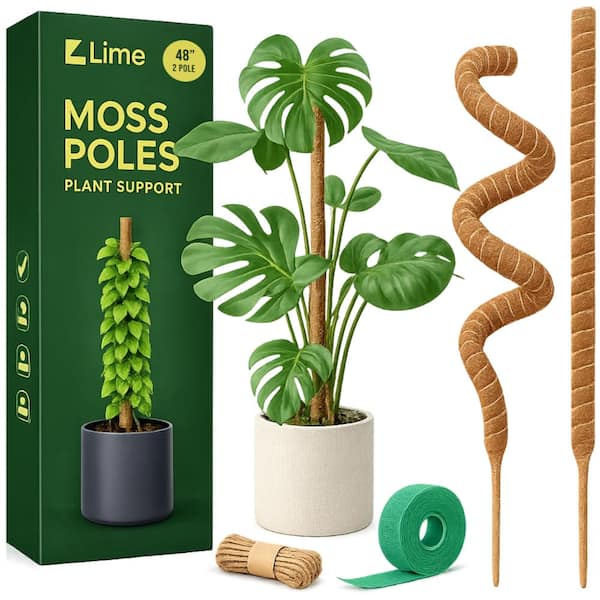 Primehome 48 Inch Bendable Moss Pole Plant Support 2 Pack