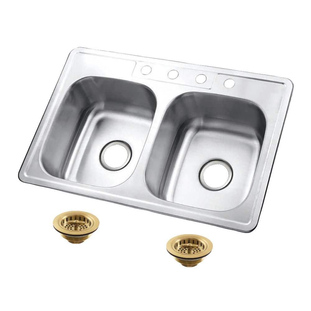 Studio 14 in. Drop-in Double Stainless SteelKitchen Sink with Basket Strainer price history on PriceWatchPro