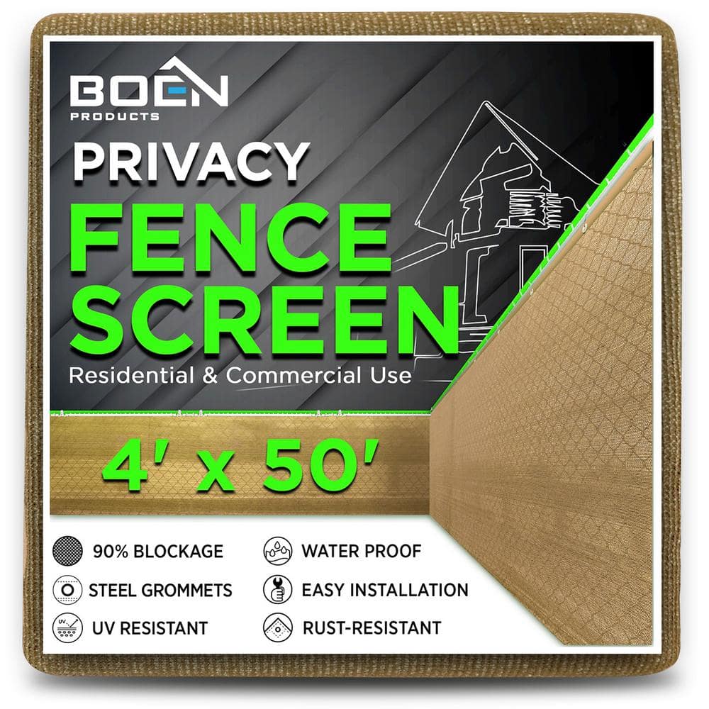4 ft. x 50 ft. Beige Privacy Fence Screen Netting Mesh with Reinforced Grom
