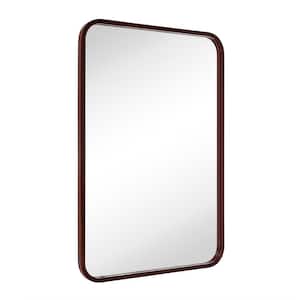 Yorkshire 24 in. W x 36 in. H Rounded Rectangular Wood Framed Wall Mounted Bathroom Vanity Mirror in Walnut