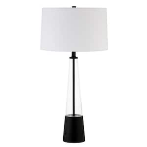 Vivien 29.5 in. Clear Glass and Blackened Bronze Table Lamp