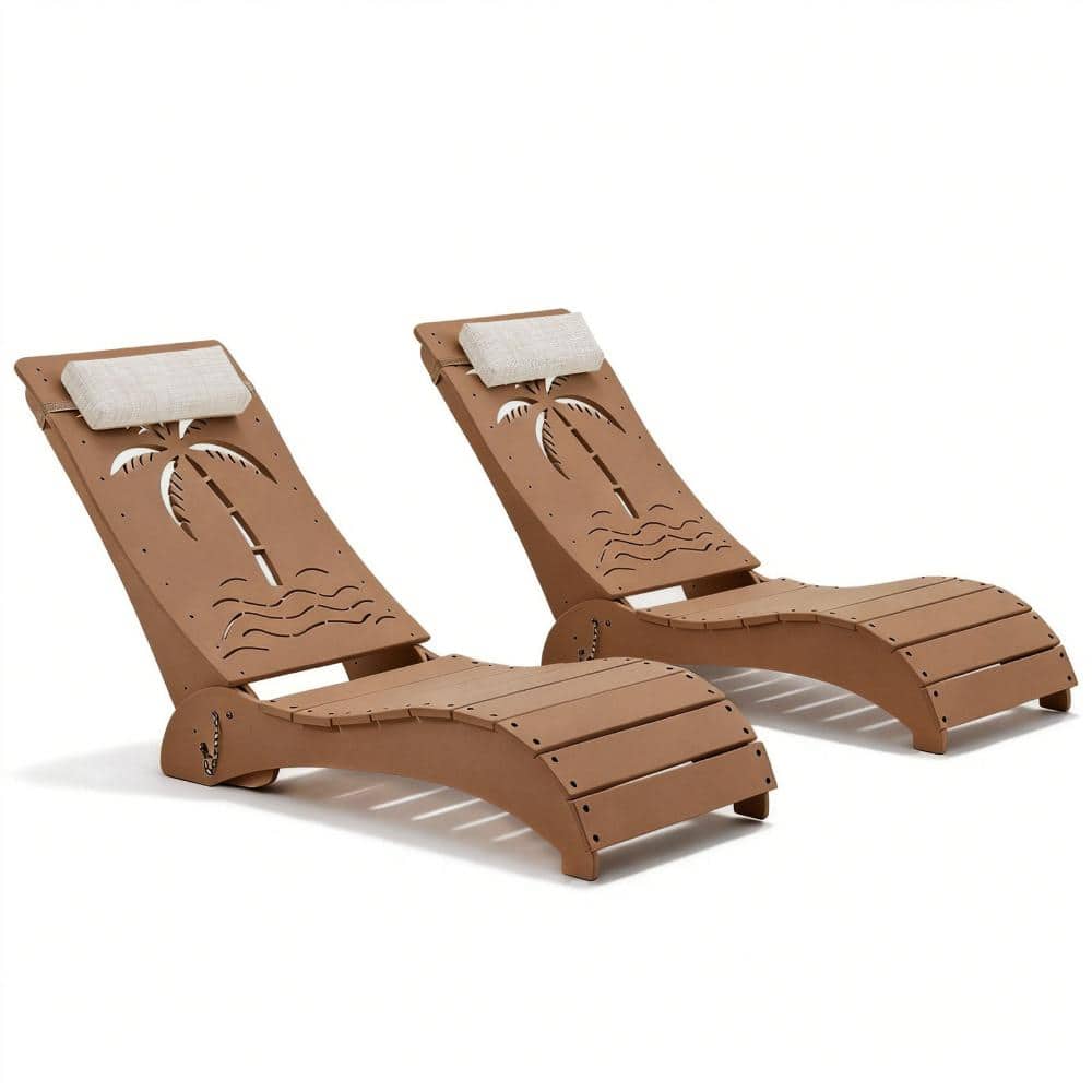 Brown HDPE Pool Lounge Chairs with 3-Position Adjustable Headrest ( Set of 2) price history on PriceWatchPro