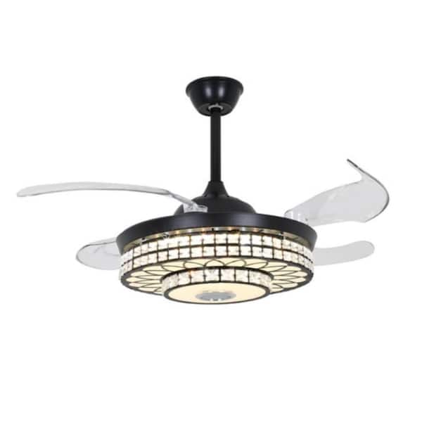 42 in. Black and Gray Downrod Mount Fandelier Reversible Ceiling Fan with 3-Color Integrated LED and Remote
