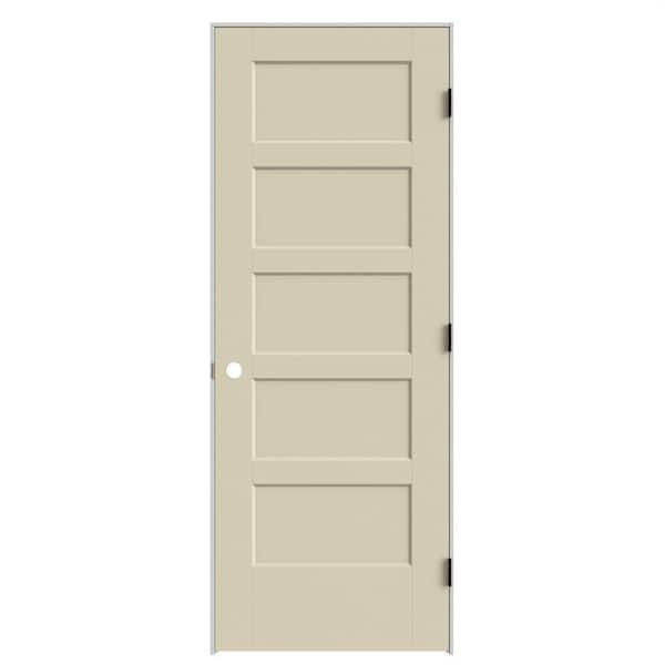 Masonite 30 in. x 80 in. 5-Panel Bayshore Left-Hand Solid Core Golden Haystack Molded Composite Single Prehung Interior Door