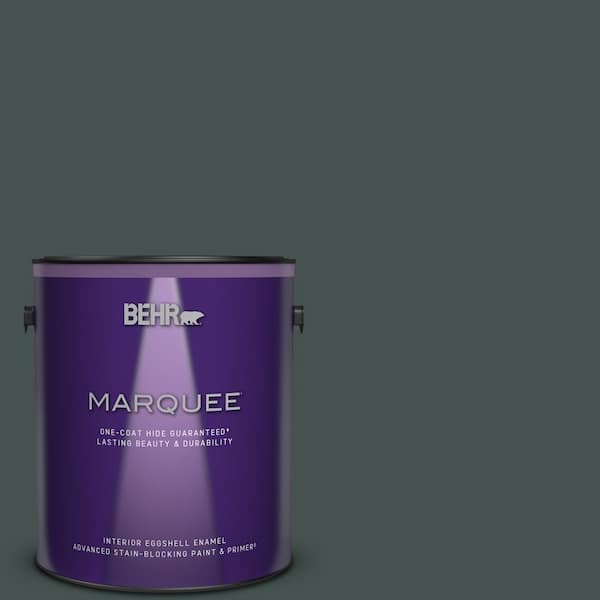 BEHR MARQUEE 1 gal. #MQ6-44 Black Evergreen One-Coat Hide Eggshell Enamel Interior Paint & Primer