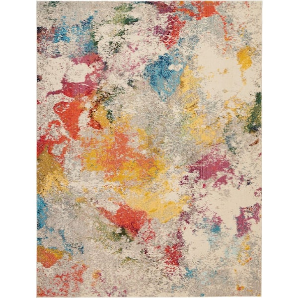 Nourison Celestial Janelle Ivory/Multicolor 8 ft. x 11 ft. Abstract Art Deco Area Rug