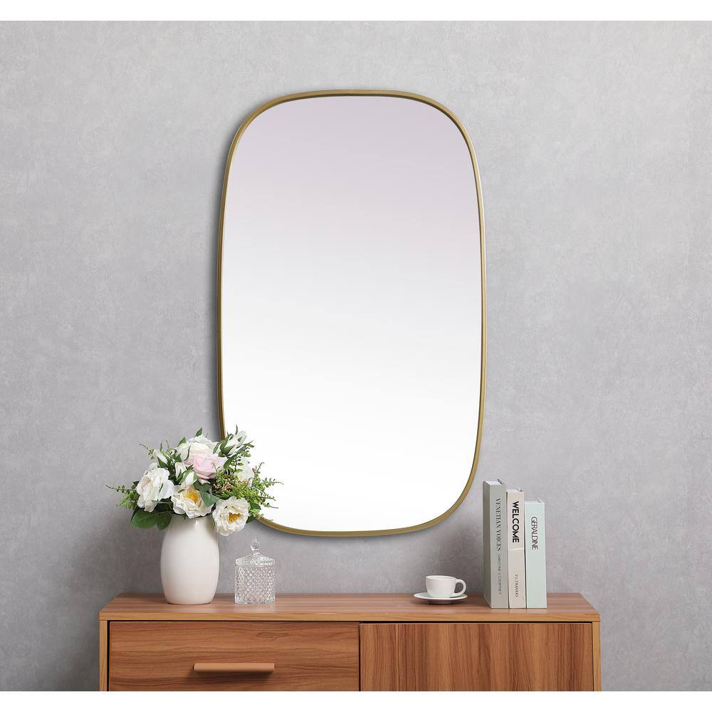Brass Oval Metal Frame Bathroom Mirror