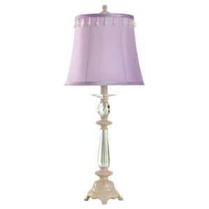 27 in. Purple and Pink Table Lamp with Purple Softback Fabric Shade