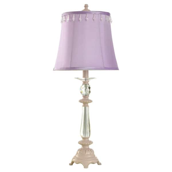 StyleCraft 27 in. Purple and Pink Table Lamp with Purple Softback Fabric Shade