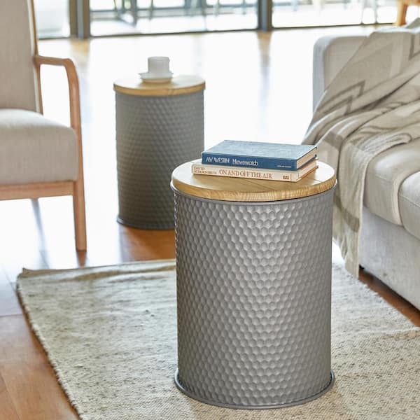 Solid Wood End Table with Storage hotsell Gray