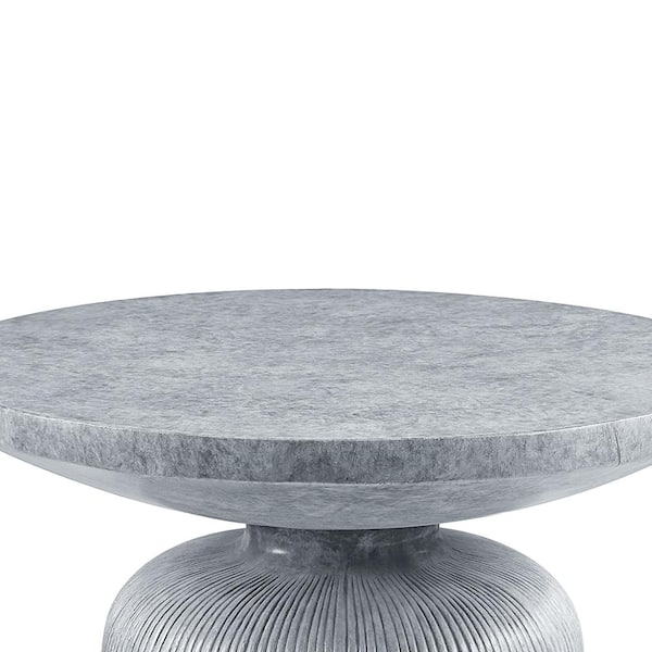 Acme Furniture Laddie 30 in. Weathered Gray Finish Round Stone