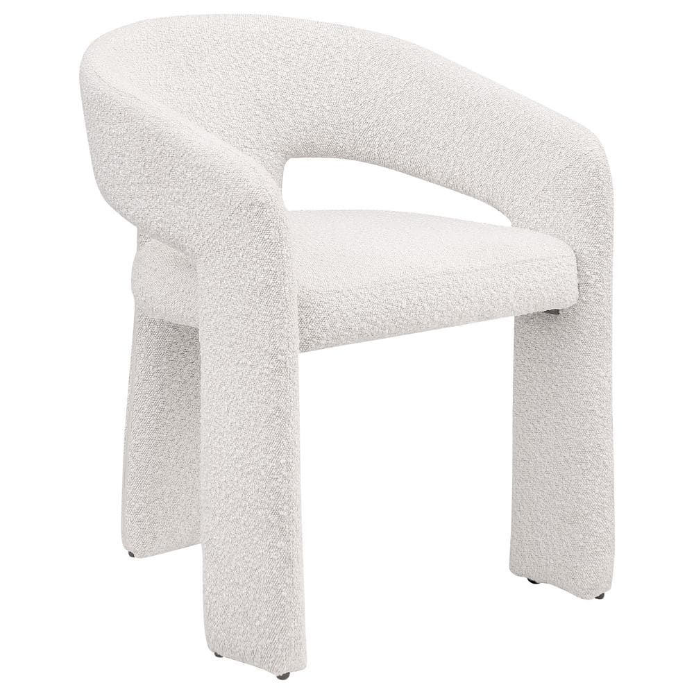 Cream Boucle Upholstered Contemporary Arm Side Chair