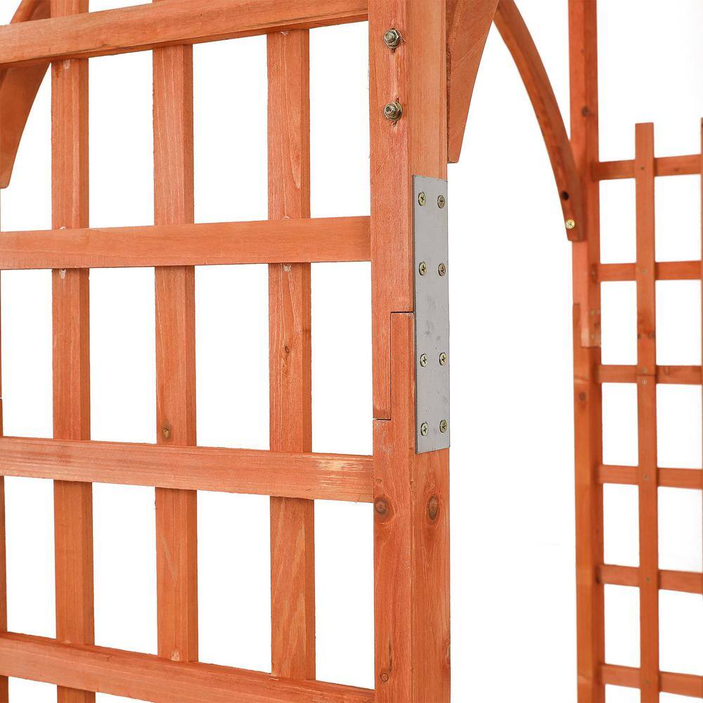 Traditional Brown Fir Wood Garden Arbor with Arch Design