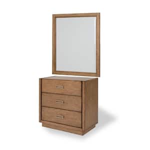 Provence 3-Drawer Brown Chest with Mirror 32 in. x 18 in. x 35 in.