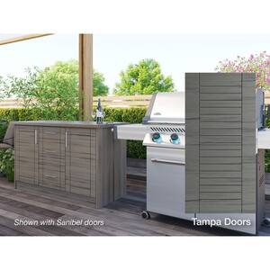 Tampa Weatherwood 14-Piece 55.25 in. x 34.5 in. x 25.5 in. Outdoor Kitchen Cabinet Island Set