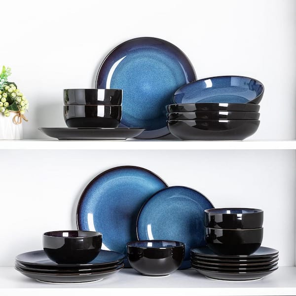Unbranded 12-Piece  Dreamy Moonlight-Blue Ceramic Dinnerware Set (Service for 4)
