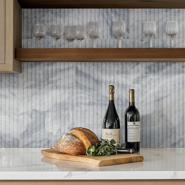 Capri Blue Valentino Fluto 12 in. x 24 in. Honed Marble Fluted Wall Tile (4 sq. ft./Case)