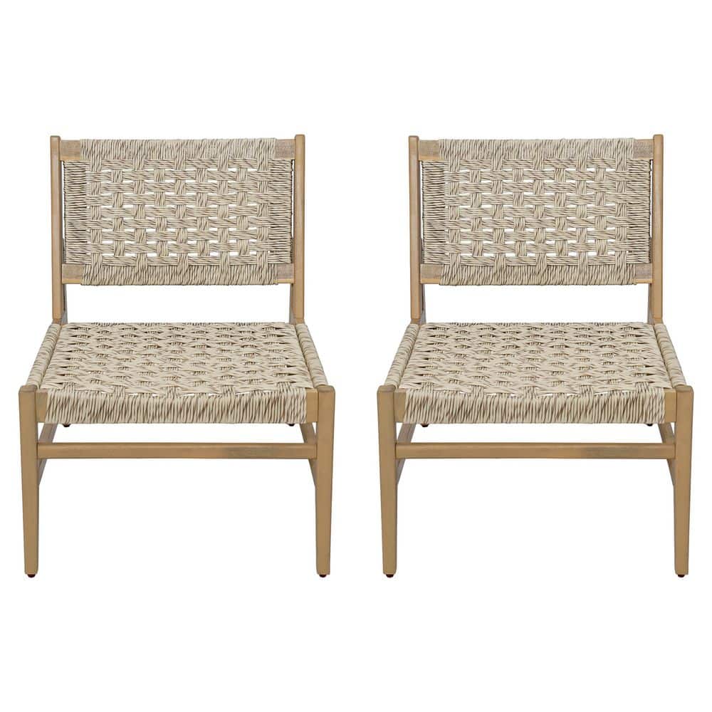 Sanyu Teak Solid Wood Outdoor Lounge Chair with Light Gray Wicker Woven, Set of 2 price history on PriceWatchPro
