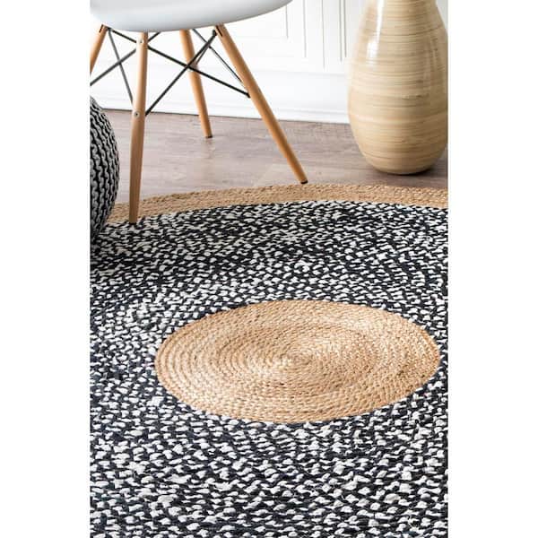 nuLOOM Lesha Natural Fiber Jute Black 6' Round Rug TADR06A-R606