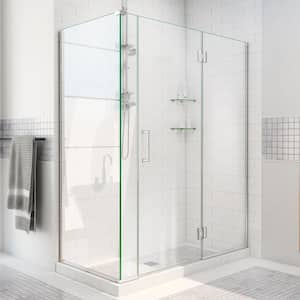 Unidoor-X 58 in. W x 30-3/8 in. D x 72 in. H Frameless Hinged Shower Enclosure in Chrome