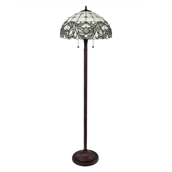 White Shade Bronze Floor Lamp, Flower Floor Lamp Home Depot