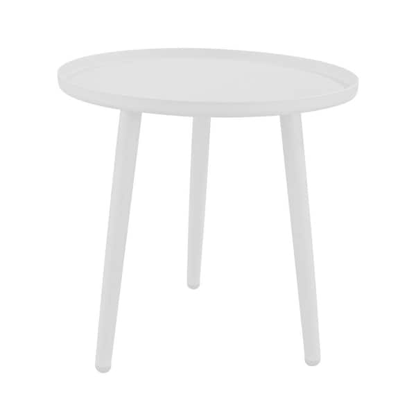 Willit White Round Aluminum 15.70 in. H Outdoor Coffee Side Table