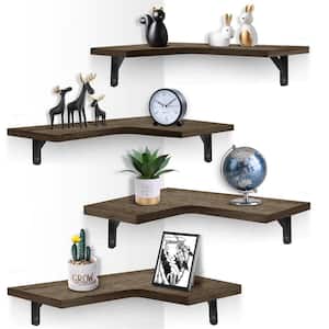 0.6 in. W x 16 in. D Brown Wall Mounted Wood Shelves Composite Decorative Wall Shelf, Set of 4