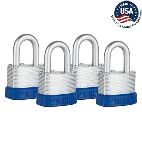 1-3/4 in. (44mm) Laminated Steel Keyed Padlock, 1-1/8 in. Shackle (4-Pack)
