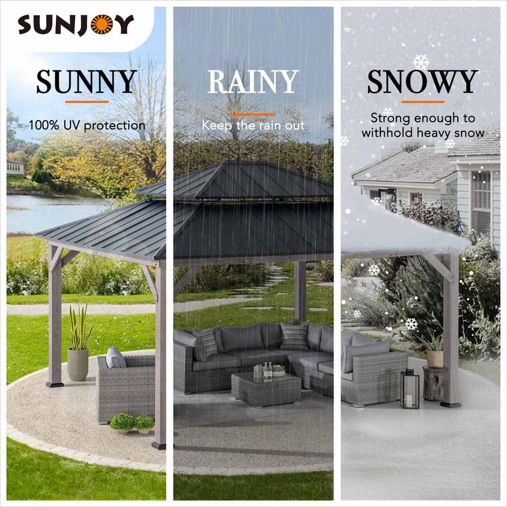 Archwood 13 ft. x 15 ft. Cedar Framed Gazebo with Black Steel Roof