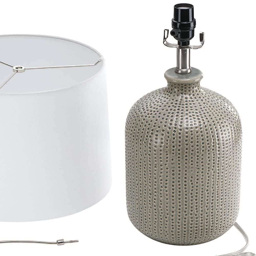 24in 3-Way Gray Ceramic Table Lamp with Drum Shade price history on PriceWatchPro