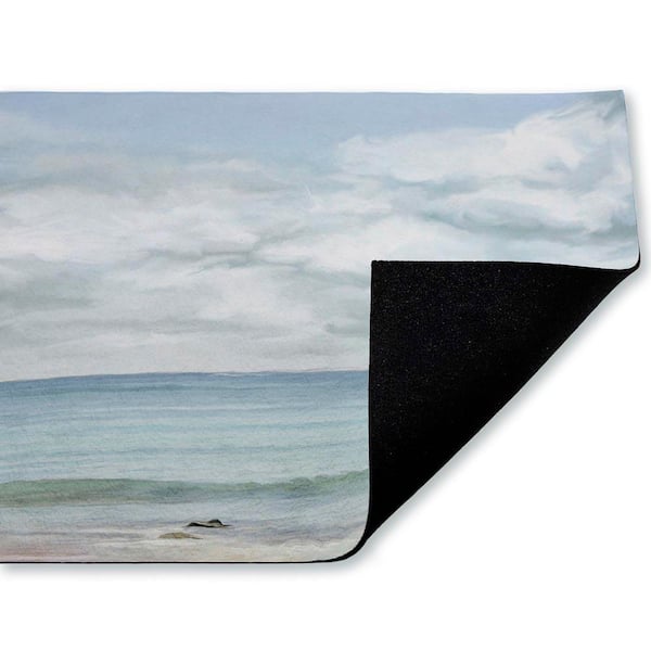 That Day In Paradise Blue 18 in. x 30 in. Polyester Non-Slip Outdoor Door Mat