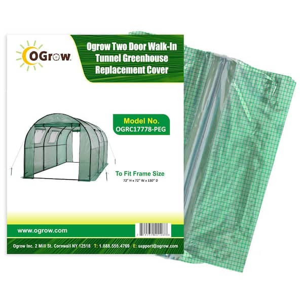 Ogrow Machrus Ogrow Premium PE Greenhouse Replacement Cover for Outdoor Walk in Tunnel Greenhouse  180 in.L x 72 in.W x 72in.H