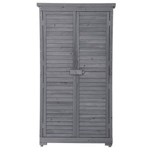 Amara 34.3 in. L x 18.3 in. W x 63 in. H Gray Wood Outdoor Storage Cabinet