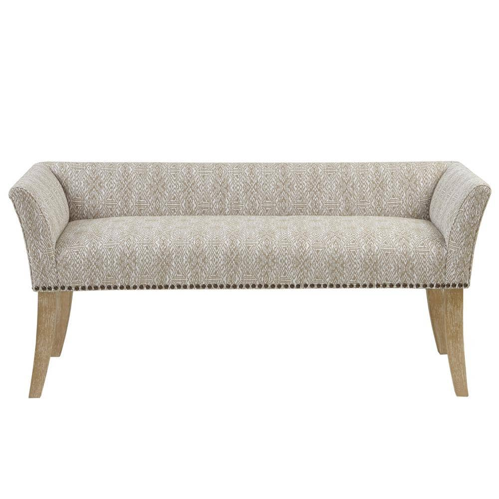 Madison Park Antonio Taupe Multi Flared Arms Accent Bench 23 in. H x 49 ...