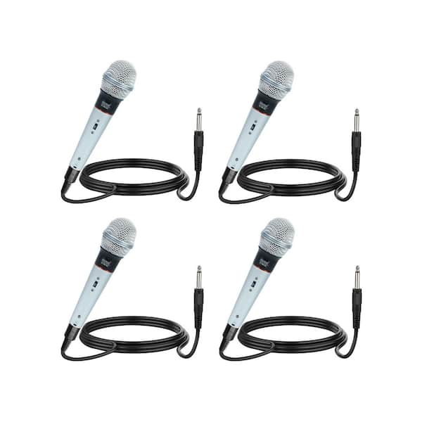 cenadinz Silver Dynamic Vocal Handheld Microphone with ON Off Switch/12 ft. Detachable Cable (4-Pack)