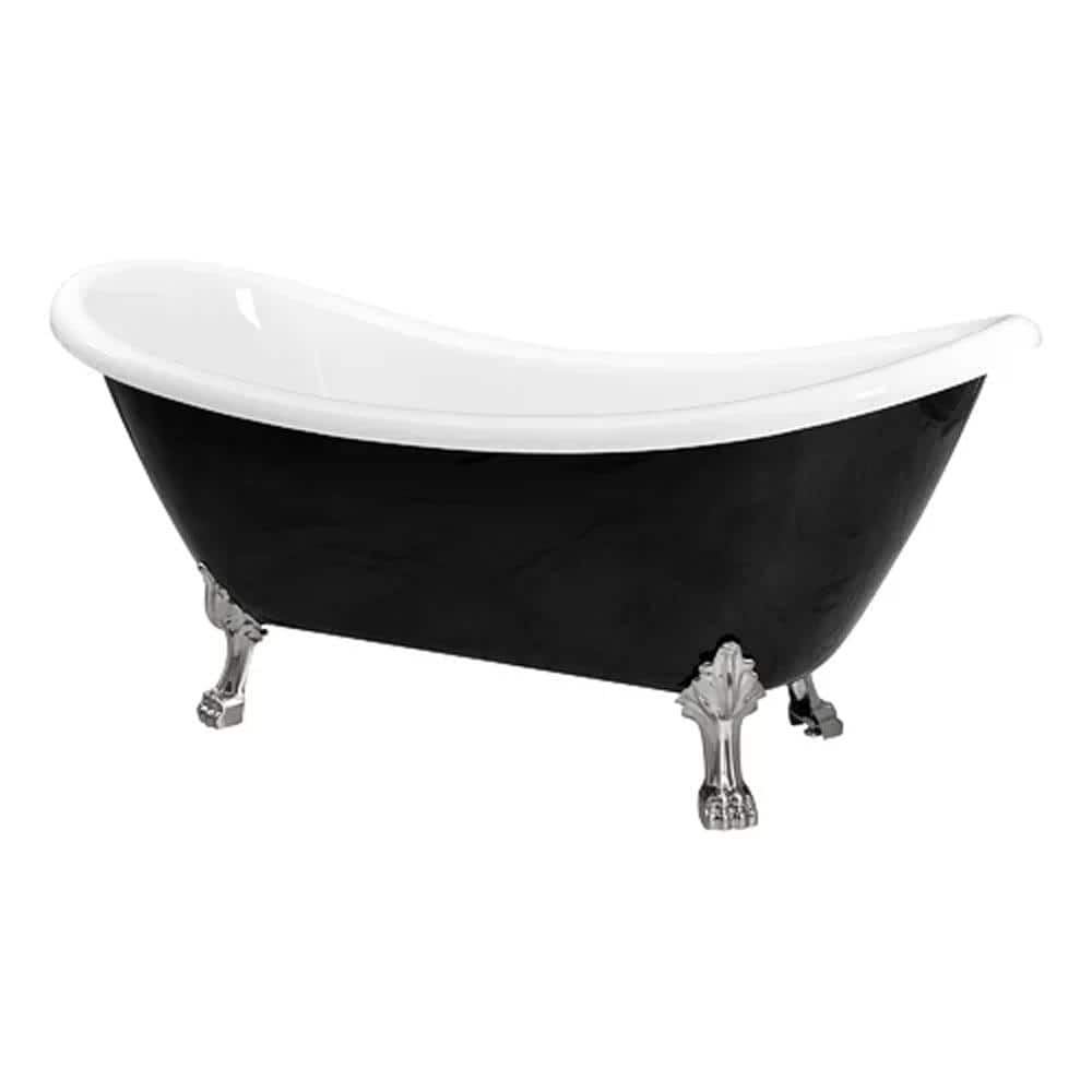 Daphne 69.29 in. x 28.34 in. Soaking Black and White Acrylic Clawfoot Bathtub With Center Drain And Chrome Feet price history on PriceWatchPro