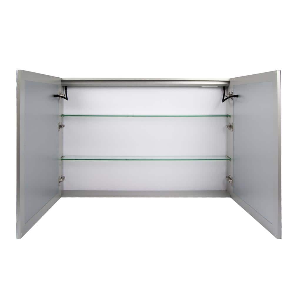 48'' Wide White LED Wall Mounted Medicine Cabinet with Mirror